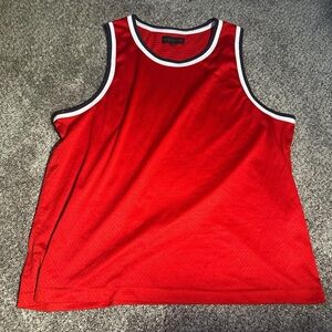 Red and white basketball jersey